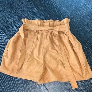 Orange soft high rise tie shorts